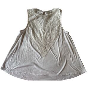 Wallflower Lace Tank Top Sleeveless Blouse Summer White Button‎ Pullover Large